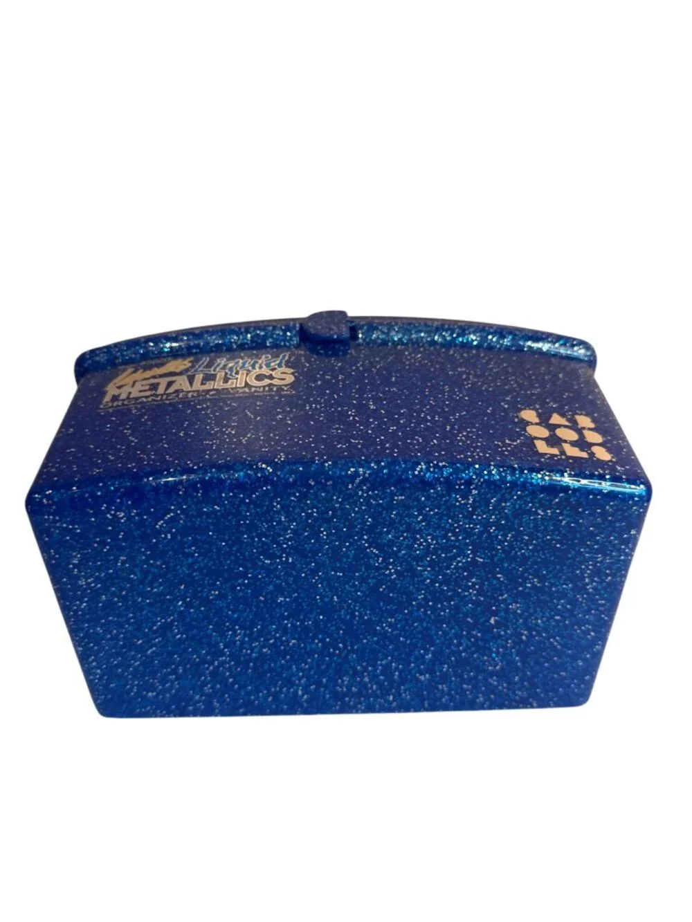 Caboodles Liquid Metallica Blue Sparkle Vanity Case Organizer Mirror #5620